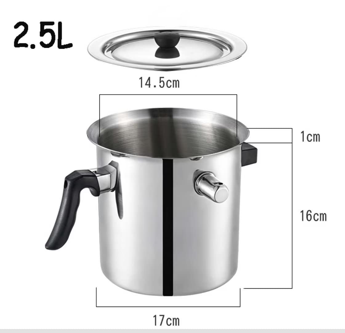 LSQXSS 304 Stainless Steel Double Layer Milk Pot,2.5L Constant Temperature Soup Pot for Induction Cooker and Gas Tove,Automatic Whistle hot Milk Pot,Durable Soup Pot with Anti-scalding Handle