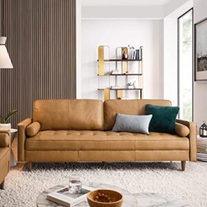 Modway Valour 88" Modern Style Leather and Dense Foam Sofa in Tan Finish