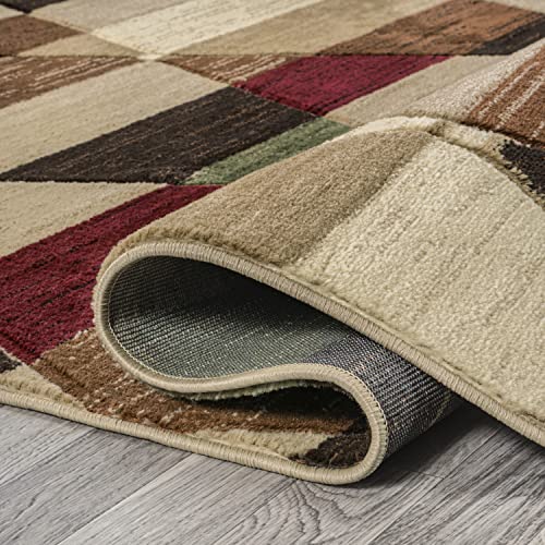 JONATHAN Y UNQ101B-8 Kehoe Retro Diamonds Geometric Indoor Area -Rug, Modern, Contemporary, Transitional Easy -Cleaning,Bedroom,Kitchen,Living Room,Non Shedding, Red/Brown/Cream, 8 X 10