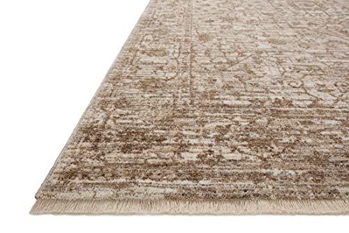 Loloi Sorrento Collection 6'-7" x 9'-10" Area Rug in Bark/Natural - Vintage Inspired Patterned Area Rug, Unique Area Rug for Living Room, Bedroom, Dining Area