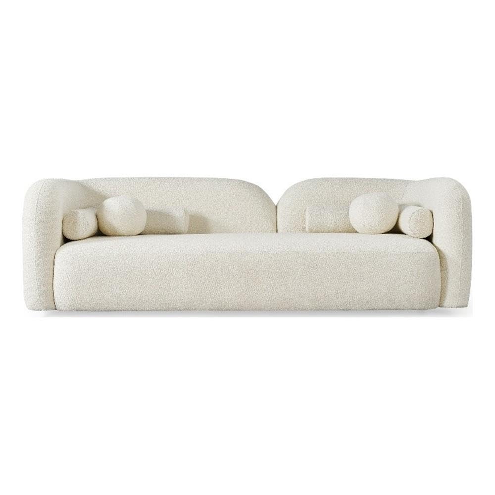 Ashcroft Furniture Co Bodur Japandi Style Luxury Modern Ivory Boucle Fabric Curvy Arm Couch