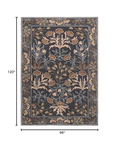 Restoration and Renovation Handmade Floral Adeline Beige/Blue Tulips Traditional Crafted Wool Area Rug for Living Room Bedroom and Kitchen (Blue, 4X6 FT)