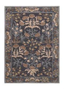 restoration and renovation handmade floral adeline beige/blue tulips traditional crafted wool area rug for living room bedroom and kitchen (blue, 4x6 ft)