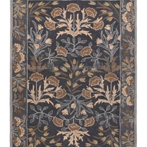 Restoration and Renovation Handmade Floral Adeline Beige/Blue Tulips Traditional Crafted Wool Area Rug for Living Room Bedroom and Kitchen (Blue, 4X6 FT)