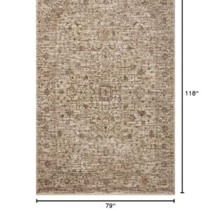 Loloi Sorrento Collection 6'-7" x 9'-10" Area Rug in Bark/Natural - Vintage Inspired Patterned Area Rug, Unique Area Rug for Living Room, Bedroom, Dining Area