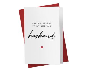 karto sweet birthday card for husband, happy birthday card for him, single large 5.5 x 8.5 greeting card, birthday cards for husband simple husband