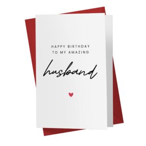 Karto Sweet Birthday Card For Husband, Happy Birthday Card For Him, Single Large 5.5 x 8.5 Greeting Card, Birthday Cards For Husband Simple Husband