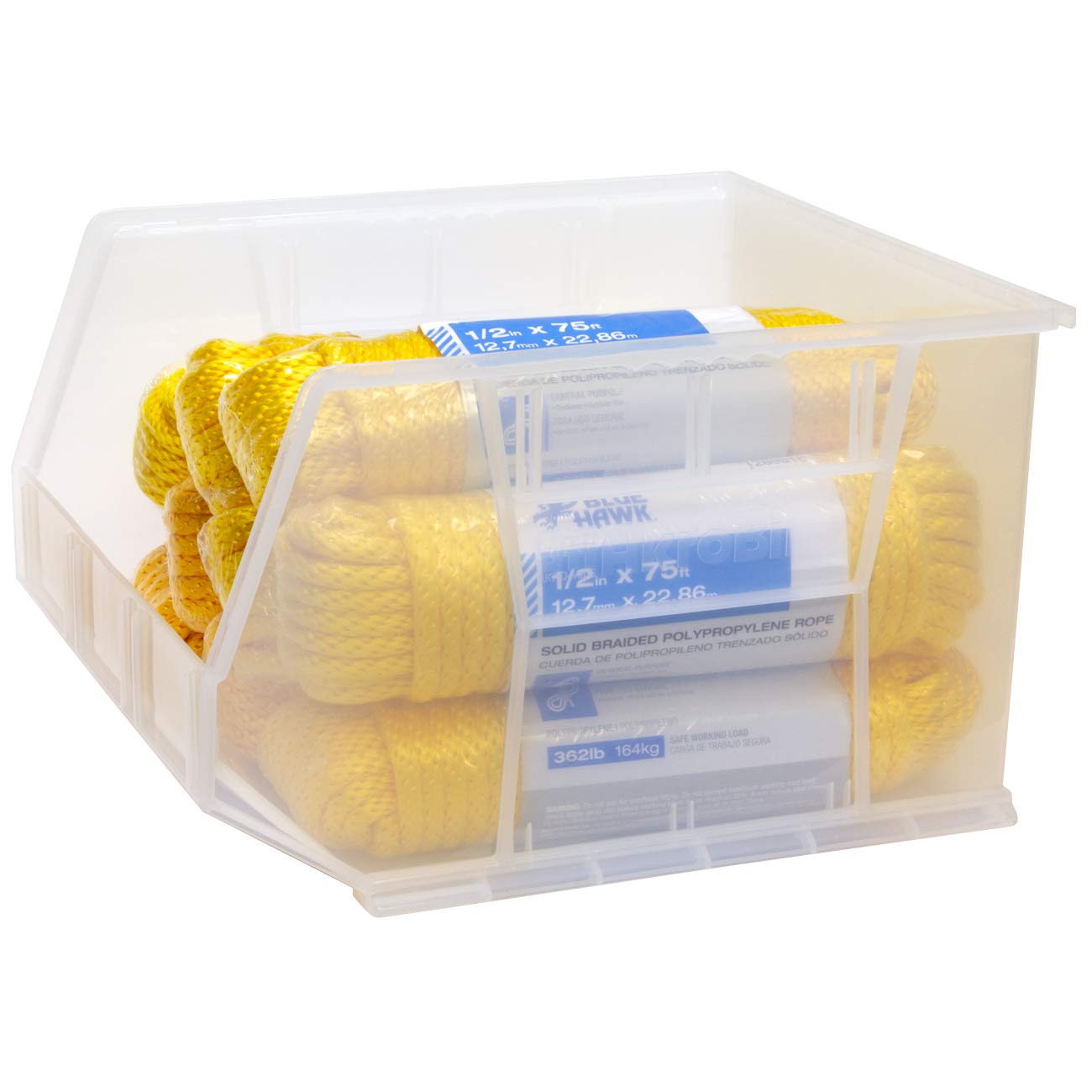 Akro-Mils 30270 AkroBins Plastic Storage Bins (3-Pack) and 40270 Lengthwise Plastic Dividers (6-Pack)