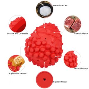 Gumney Dog Chew Toy for Aggressive Chewers Natural Rubber Dog Toy Balls for Medium Large Breeds for Dogs Training Teeth Cleaning (Red)