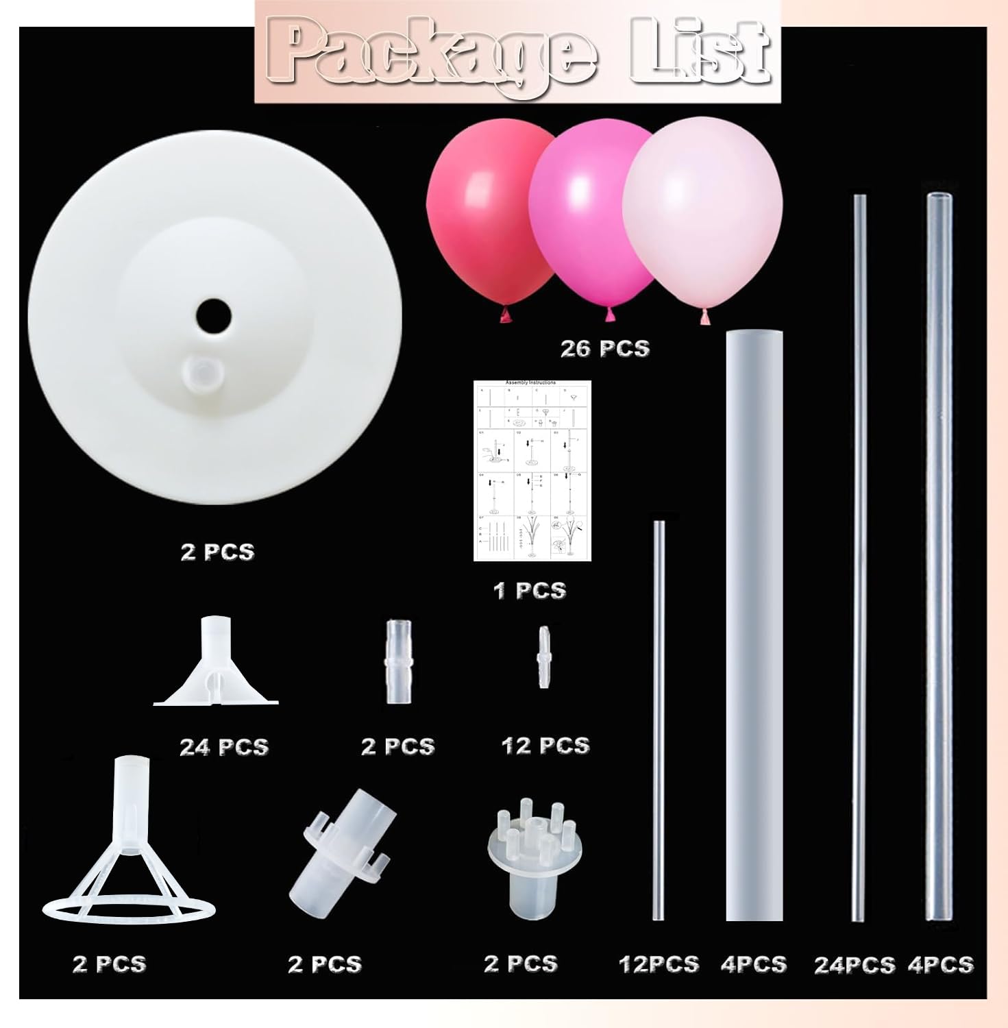 Balloon Column Kit Set of 2 With Balloons Included - Balloon Tower with Stand, Base, and Pole,Backdrop Decoration for Wedding, Baby Shower, Birthday Party, or Bachelorette Parties (Pink)