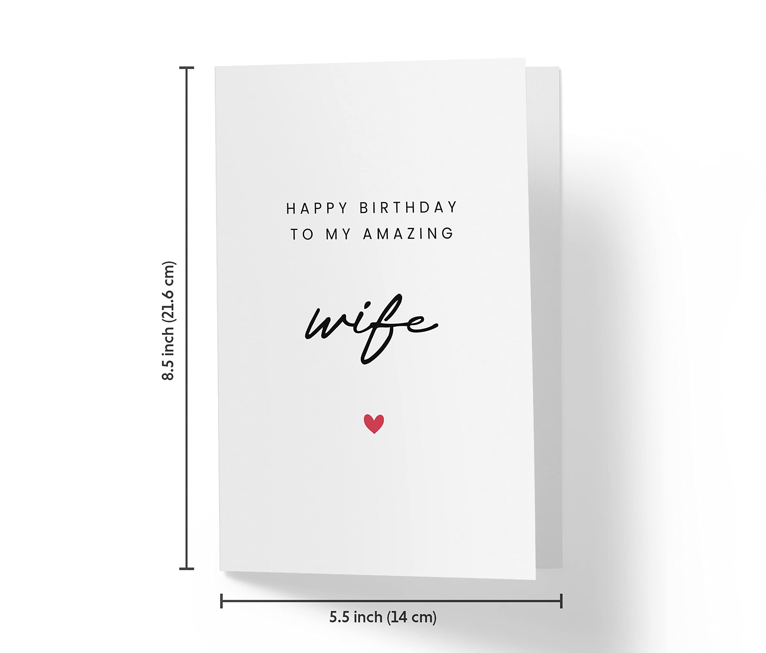 KARTO - Sweet Birthday Card for Wife, Large 5.5 x 8.5 Greeting Card, Birthday Card for Wife from Husband, Happy Birthday Wife Card - Simple Wife