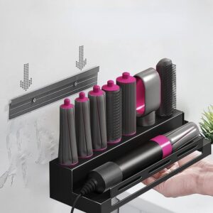 Lumclaw Wall mounted Dryer Hair Curler Storage Rack Suitable for Dyson Airwrap Bathroom Shelf Hair Care Tool Storage (A)