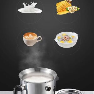 LSQXSS 304 Stainless Steel Double Layer Milk Pot,2.5L Constant Temperature Soup Pot for Induction Cooker and Gas Tove,Automatic Whistle hot Milk Pot,Durable Soup Pot with Anti-scalding Handle