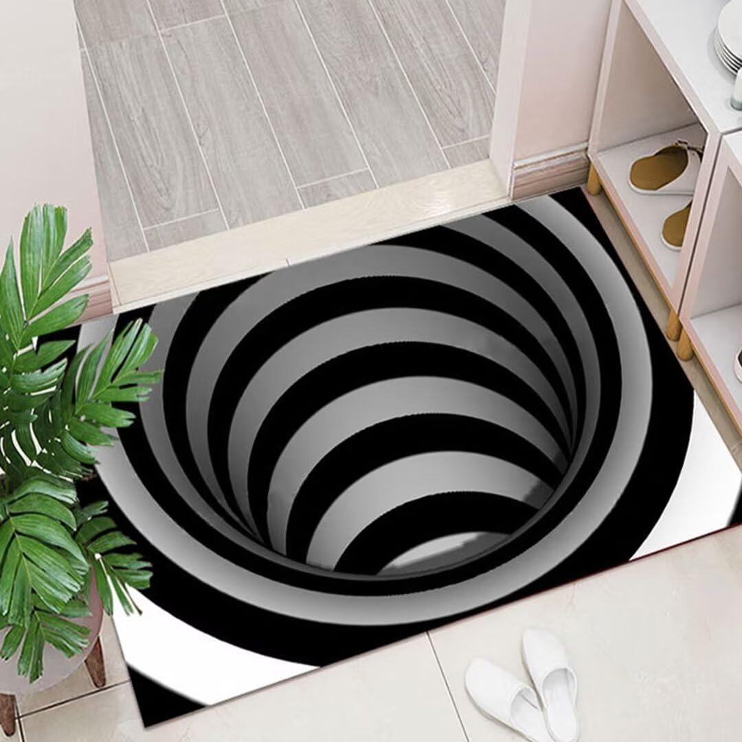 CERYUEE Doormat Fun Sensation of Falling Door Mat for Halloween 3D Optical Illusion Area Rug Non-Slip Floor Mats 47x31 inch