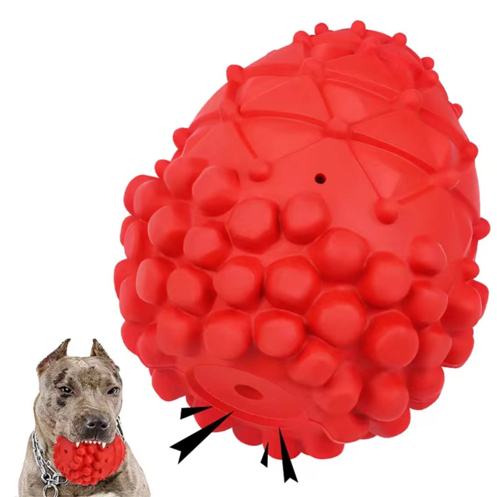 Gumney Dog Chew Toy for Aggressive Chewers Natural Rubber Dog Toy Balls for Medium Large Breeds for Dogs Training Teeth Cleaning (Red)