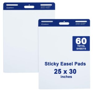 comix sticky easel pad, 25 x 30 inches flip chart paper for teachers, large self stick easel paper for office school classroom supplies, 30 sheets/pad, 2 pads/pack