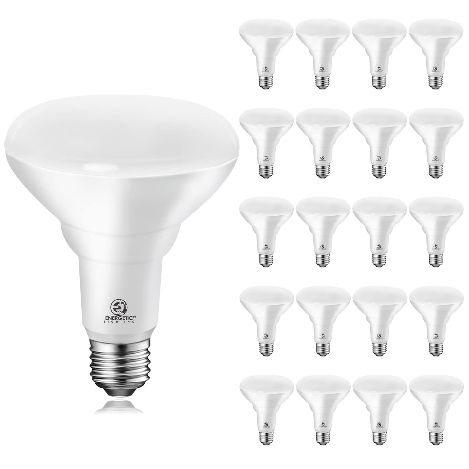 Energetic BR30 LED Bulb 65W 2700K Soft White Indoor Flood Lights, 650 lumens, E26 Base, 7500 Lifetime Hours, Non-Dimmable Bulbs for recessed Lighting, 20 Pack UL Listed