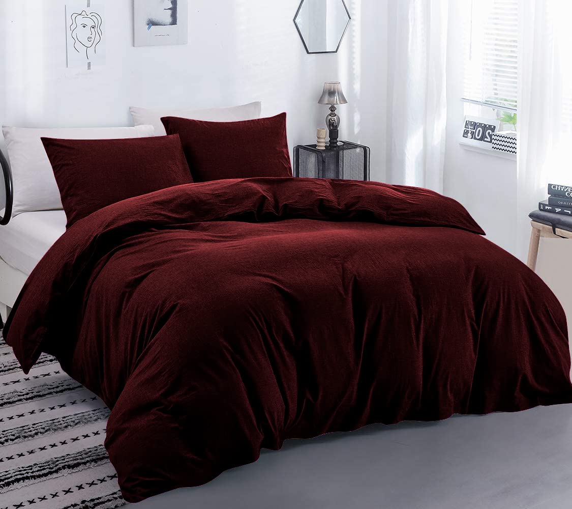 ROYAL ORGANIC SHEET 100% Natural Egyptian Cotton 3 Piece Duvet Cover Set - Premium 900 Thread Count Smooth Sateen Weave, with Zipper Closure,(King/Cal-King 92" X 104'' Inch- Wine Solid)