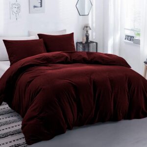 ROYAL ORGANIC SHEET 100% Natural Egyptian Cotton 3 Piece Duvet Cover Set - Premium 900 Thread Count Smooth Sateen Weave, with Zipper Closure,(King/Cal-King 92" X 104'' Inch- Wine Solid)