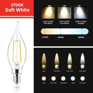 Sengled E12 Led Bulb Dimmable, Candelabra Led Light Bulbs 40 Watt Equivalent, CA10 Flame Tip Chandelier Light Bulbs, 2700K Soft White Candle Light Bulbs for Chandeliers, Ceiling Fan, Pendant, 12 Pack