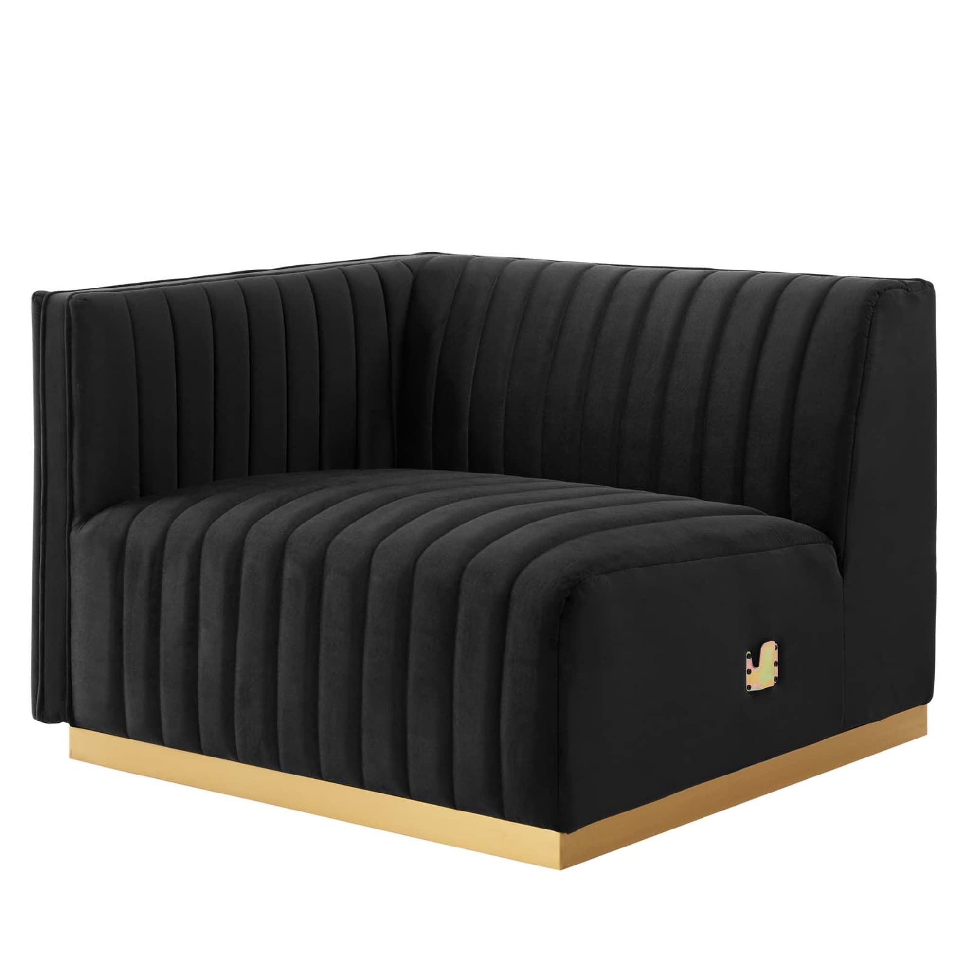 Modway Conjure 5-Piece Velvet and Stainless Steel Sectional in Gold/Black