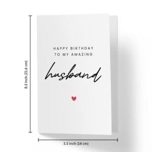 Karto Sweet Birthday Card For Husband, Happy Birthday Card For Him, Single Large 5.5 x 8.5 Greeting Card, Birthday Cards For Husband Simple Husband