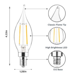 Sengled E12 Led Bulb Dimmable, Candelabra Led Light Bulbs 60 Watt Equivalent, CA10 Flame Tip Chandelier Light Bulbs, 5000K Daylight Candle Light Bulbs for Chandeliers, Ceiling Fan, Pendant, 12 Pack