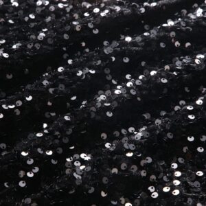 sequin velvet fabric by the yard stretch bling fabric for sewing glitter fabric tablecloth sparkly fabric for dress table runner photo props backdrop(black, 4 yards)