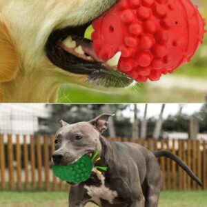 Gumney Dog Chew Toy for Aggressive Chewers Natural Rubber Dog Toy Balls for Medium Large Breeds for Dogs Training Teeth Cleaning (Red)