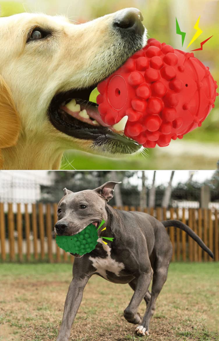 Gumney Dog Chew Toy for Aggressive Chewers Natural Rubber Dog Toy Balls for Medium Large Breeds for Dogs Training Teeth Cleaning (Red)