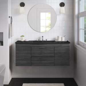 Modway Render 48" Wood Wall-Mount Bathroom Vanity - Charcoal/Black