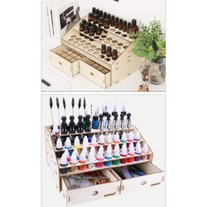 DIY Wooden Organizer Paint Bottles Display Rack Brushes Holder Stand Storage Model Tool