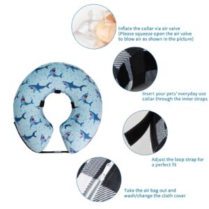 CuteBone Inflatable Dog Donut Collar with Removable Soft Fleece Covers for Small/Medium/Large Dogs and Cats After Surgery GWB05M