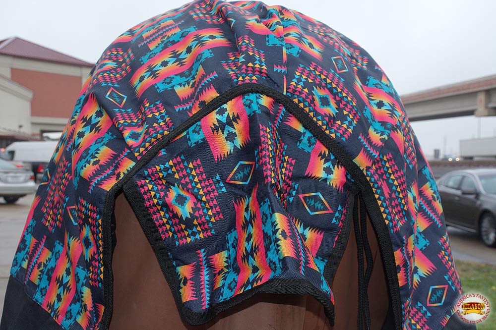 Black Aztec 84 in HILASON 600D Winter Waterproof Poly Horse Blanket Belly Wrap | Horse Blanket | Horse