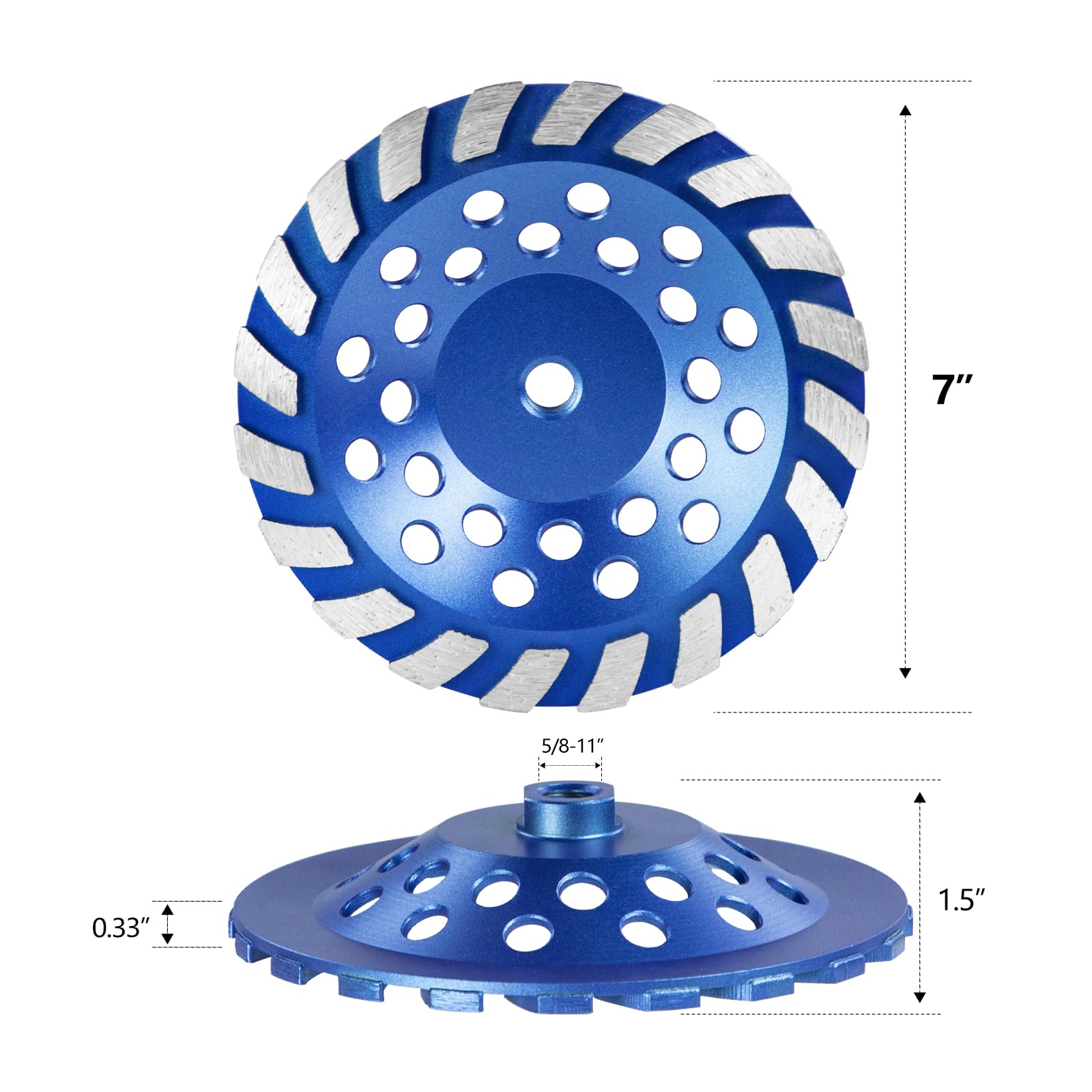 SALI 7 Inch Concrete Grinding Wheels 20 Turbo Diamond Segments 5/8-11 Arbor Diamond Grinding Wheel Fit for Paint, Epoxy, Mastic, Coating Removal