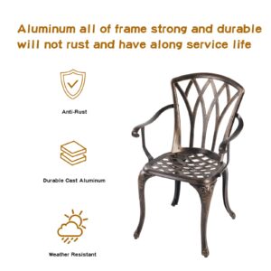 Jardin DE CENTENNAIL 3-Piece Outdoor Bistro Set Cast Aluminum Rust-Resistant Patio Furniture Armchairs Design (Copper)