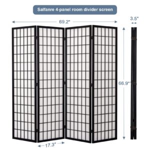 Salfanre Japanese Room Divider, 6 Panel Room Divider, Shoji Screen Room Divider, Folding Screen, Japanese Style, 5.6 Ft, Black