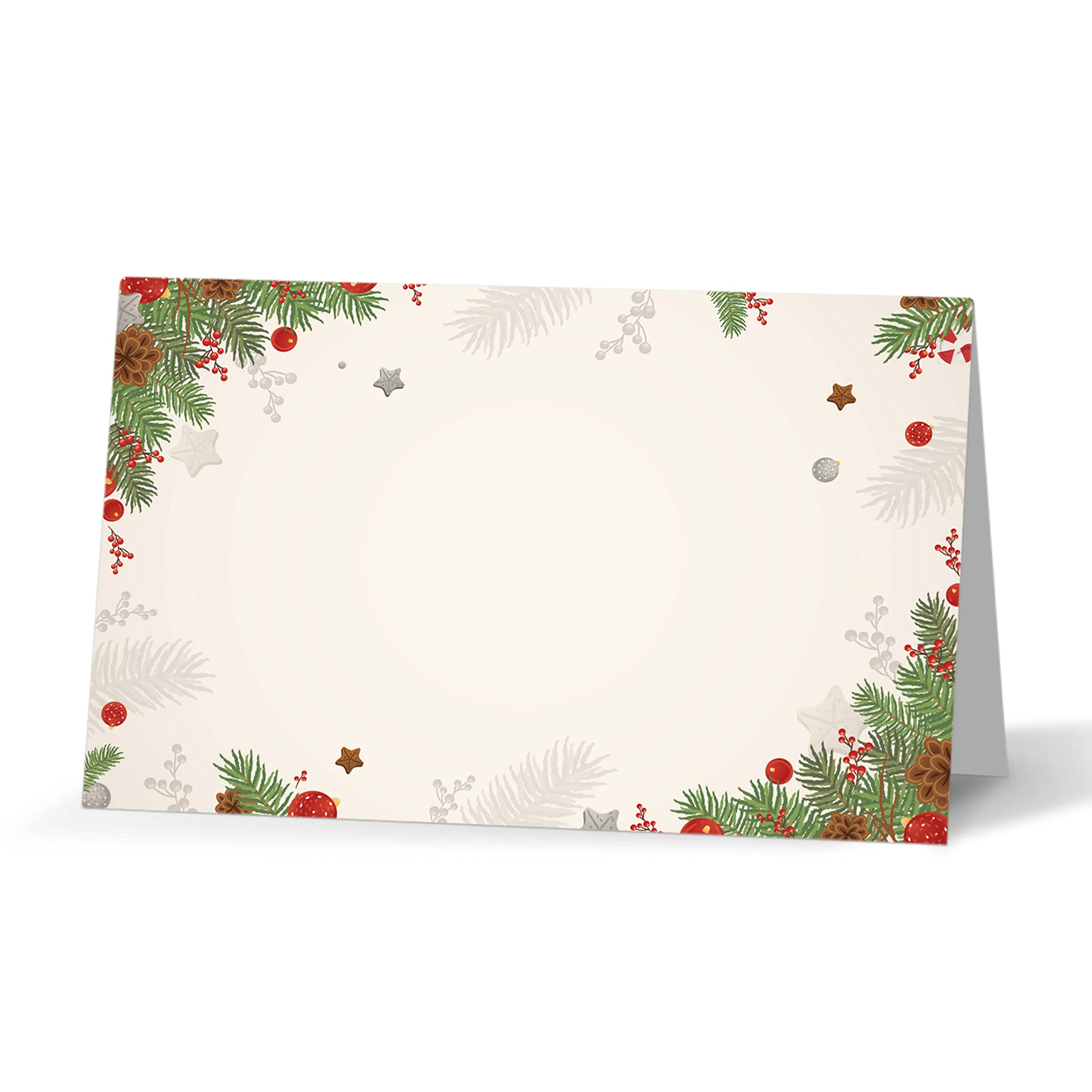 Christmas Table Place Cards, Xmas Seating Place Cards for Tables, Holiday Party Tent Cards, Food Tent Labels for Christmas Party, Scored for Easy Folding, 25 Pack(06)