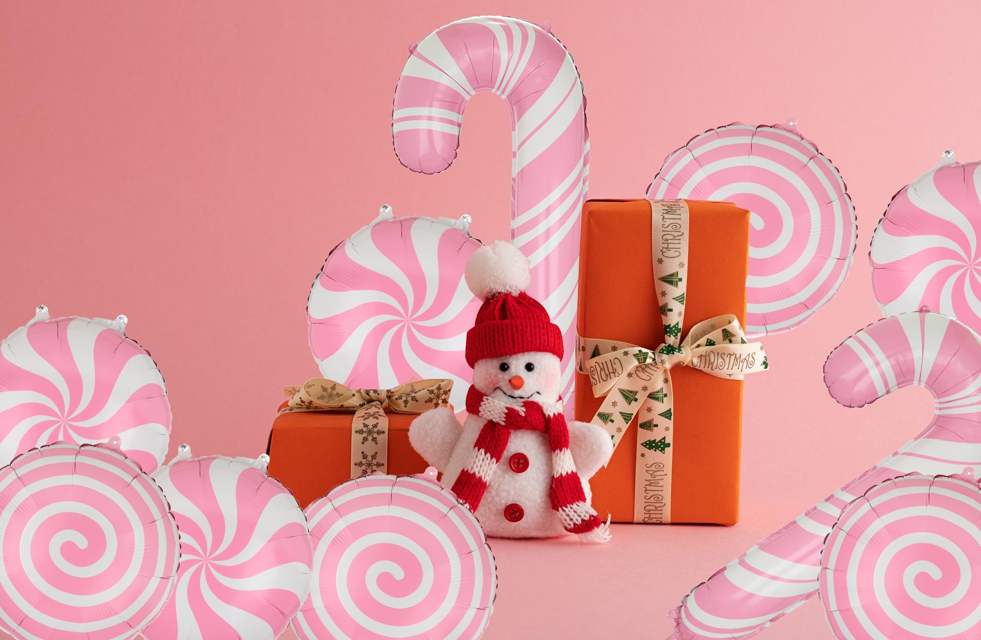 15 Pcs Sweet Candy Balloon Pink Candy Cane Balloons Lollipop Balloon Xmas Christmas Candies Theme Candyland Birthday Party Decor Supplies Set