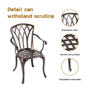 Jardin DE CENTENNAIL 3-Piece Outdoor Bistro Set Cast Aluminum Rust-Resistant Patio Furniture Armchairs Design (Copper)