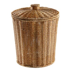 kvsert woven basket trash can round rattan waste basket with lid planter woven storage baskets wicker wastebasket garbage bin