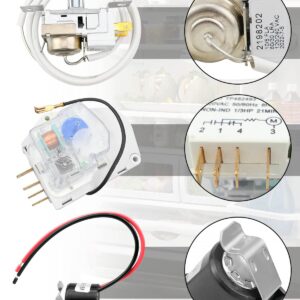 2198202 Cold Control Thermostat W10822278 Defrost Timer W10225581 Bimetal Thermostat Refrigerator Defrost Complete Kit Fit for Whirlpool Kenmore Refrigerators