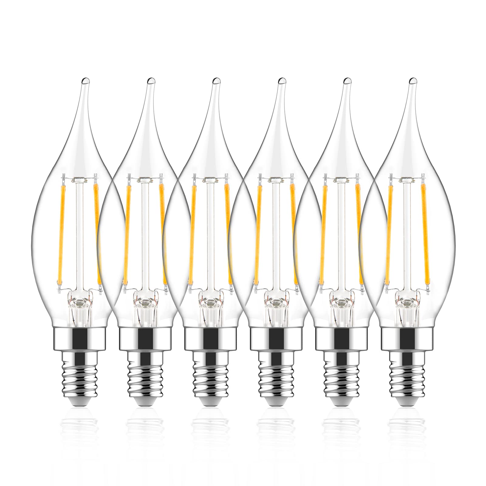 Sengled E12 Led Bulb Dimmable, Candelabra Led Light Bulbs 40 Watt Equivalent, CA10 Flame Tip Chandelier Light Bulbs, 2700K Soft White Candle Light Bulbs for Chandeliers, Ceiling Fan, Pendant, 12 Pack