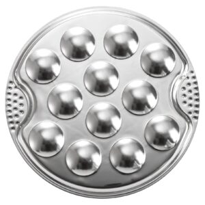 Okllen 3 Pack Stainless Steel Escargot Plates with 12 Compartment Holes, 7.5 Inch Seafood Snail Dish with Escargot Tong, Escargot Baking Dish Server for Home, Kitchen, Restaurant, Hotel, BBQ