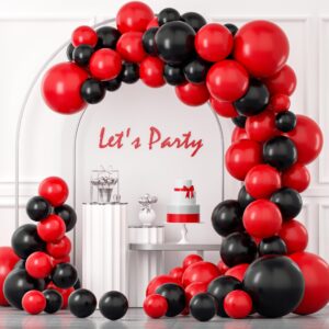 yaowky red and black balloons garland arch kit,115pcs latex black and red party balloons arch for graduation, baby shower, birthday, wedding, bbq casino, prom party, new years eve party decorations