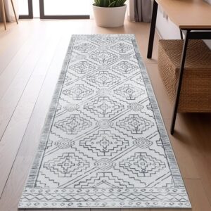 jinchan runner rug 2x5 - moroccan hallway rug bohemian kitchen washable runner rug with rubber backing modern soft rug indoor non slip carpet for entryway bathroom laundry room farmhouse grey