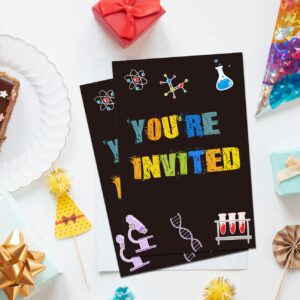 Science Birthday Party Invitations with Envelopes Set of 20 Science Themed Birthday Party Invites Fill in Blank