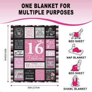 Sweet 16 Gifts for Girls, 16 Year Old Girl Gifts for Birthday, Gifts for 16 Year Old Girl, 16th Birthday Gifts for Girl, Sweet Sixteen Gifts for Girls, 16th Birthday Decorations Blanket 60"X50"