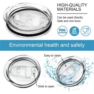 Compatible with Yeti Lids 20 oz Replacement Lid, Ozark Trail and More Splash Resistant Lids Spill Proof Tumbler Lid Clear Cup Silicone Sliding Covers BPA Free(2 Pack)