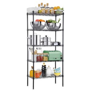 5-Tier Metal Wire Shelving Unit Snack Shelf Height Adjustable Storage Rack NSF Certified Storage Shelves 750 Lbs Capacity Standing Utility Shelf for Laundry Kitchen Pantry Garage Organization